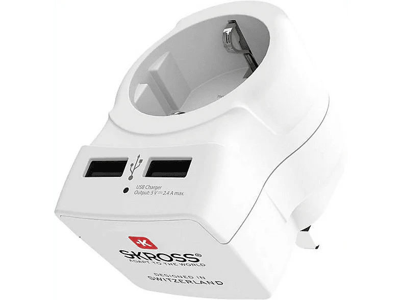 SKROSS Adaptateur secteur de voyage EU to UK + 2 x USB (1.500280)