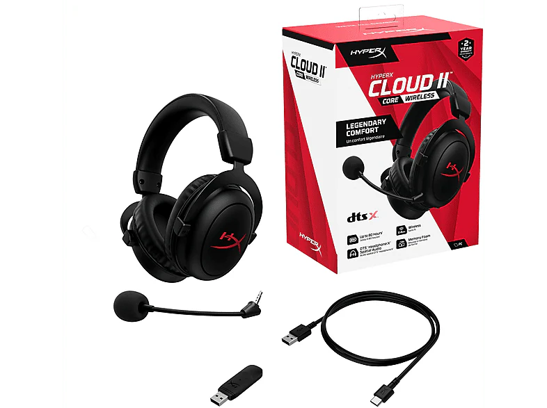 HYPERX Casque gaming sans fil HyperX Cloud II Core Noir (6Y2G8AA) - Image 7