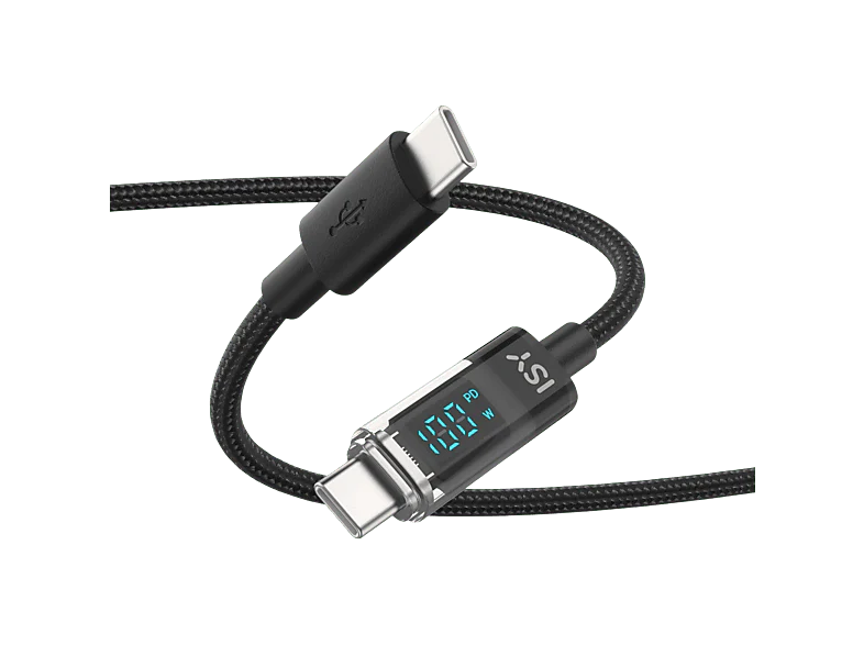 ISY Câble USB-C - USB-C avec écran LED 2 m Noir (IUC-8000) - Image 2
