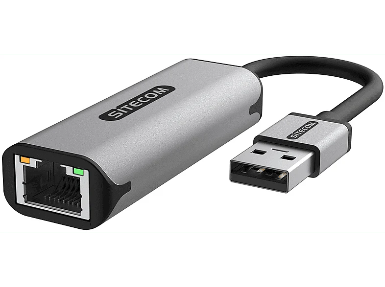 SITECOM Adaptateur USB-A vers Ethernet Argenté / Noir (AD-1004) - Image 2