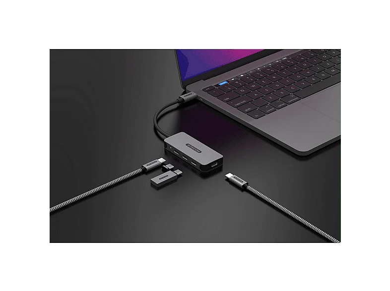 SITECOM Hub Pro USB-C vers 4 x USB-C PD Argenté / Noir (CN-5015) - Image 7