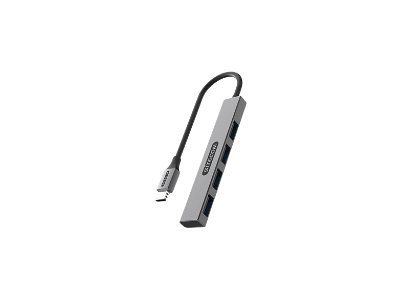 SITECOM Nano Hub USB-C vers 4 x USB-A Argenté / Noir (CN-5001)