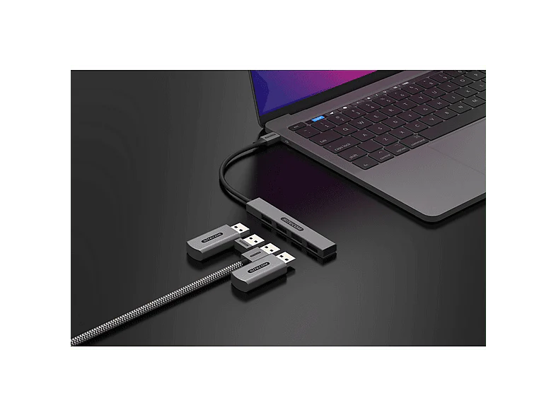 SITECOM Nano Hub USB-C vers 4 x USB-A Argenté / Noir (CN-5001) - Image 4