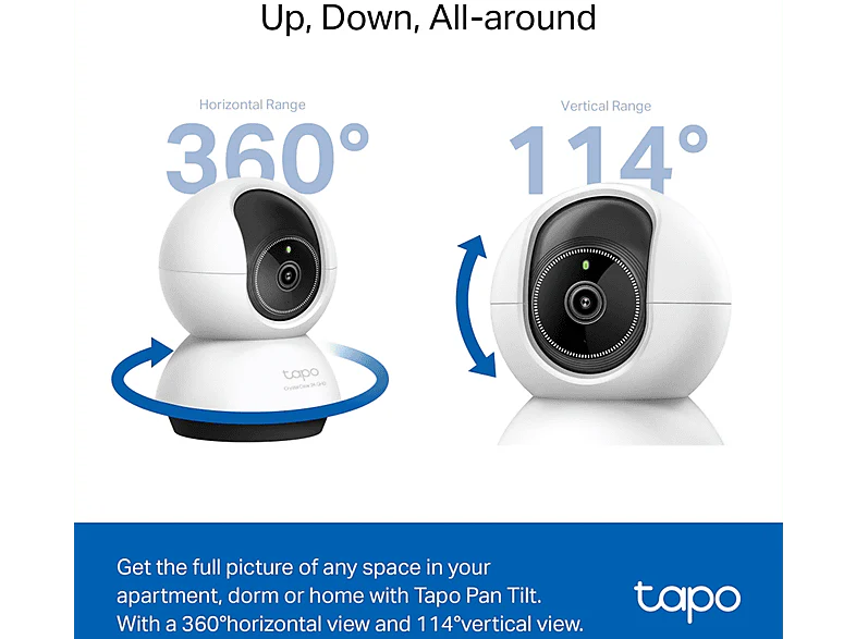 TAPO Caméra de sécurité TC72 Pan/Tilt AI Wi-Fi  Blanc (TC72 PAN/TILT CAMERA QHD) - Image 4